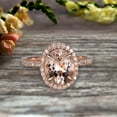 thumbnail image 1 of 10k Rose Gold 1.50 Carat Morganite Halo Engagement Ring Oval Cut Anniversary Ring Art Deco, 1 of 4