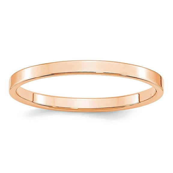 10k Rose Gold 2mm Ltw Flat Band Ring Size 6 Ring for Women and Men - 1.4 Grams