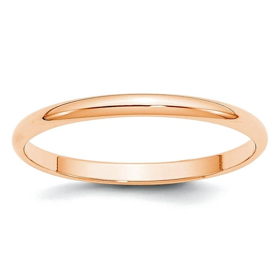 10k Rose Gold 2mm Ltw Half Round Band Ring Size 5 Ring for Women and Men - 1.1 Grams
