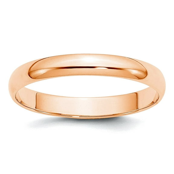 10k Rose Gold 3mm Ltw Half Round Band Ring Size 4 Ring for Women and Men - 1.8 Grams