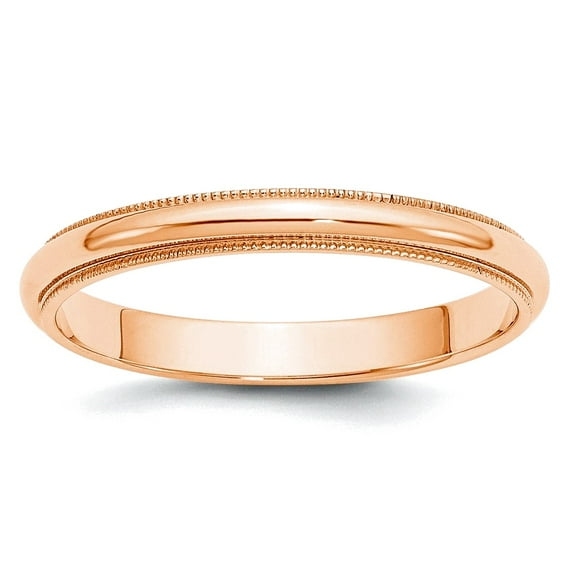 10k Rose Gold 3mm Milgrain Half Round Band Ring Size 10 Ring for Women and Men - 2.2 Grams
