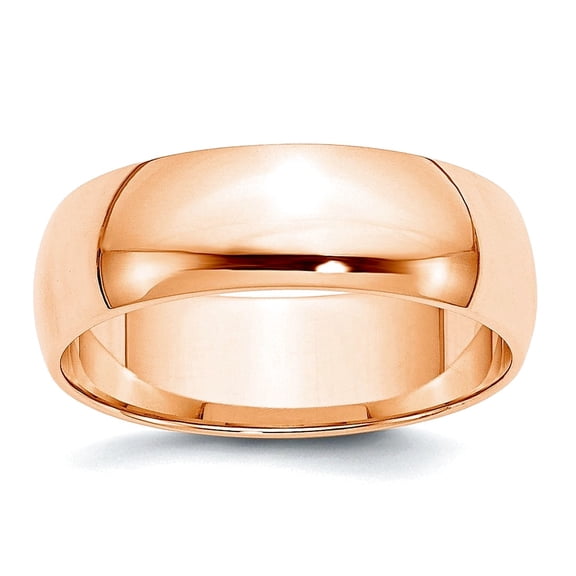 10k Rose Gold 6mm Ltw Half Round Band Ring Size 7.5 Ring for Women and Men - 4.1 Grams