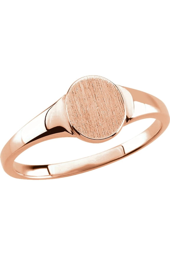 10k Rose Gold 7x6mm Oval Shape Signet Metal Fashion Ring Fine Jewelry For Women Gifts For Her, Size 7