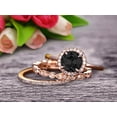 thumbnail image 1 of 10k Rose Gold Anniversary Gift Art Deco 2.25 Carat Round Cut Black Diamond Moissanite Wedding Ring Set Diamond Matching Band Anniversary Gift, 1 of 5