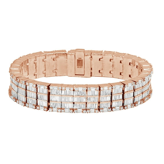 10k Rose Gold Baguette 19CT Diamond Bracelet 8"