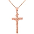 thumbnail image 1 of 10k Rose Gold Crucifix Pendant Jesus Cross Necklace (1.66") LARGE (16 Inches), 1 of 5