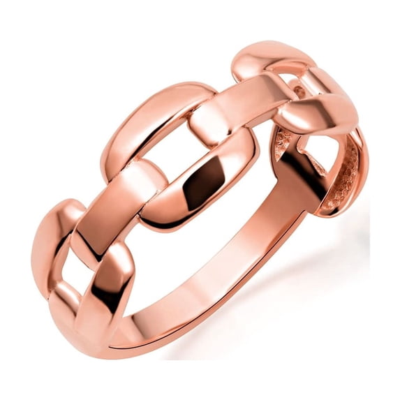 10k Rose Gold Cuban Chain Link Band Ring 6.5mm (Size 7.25)