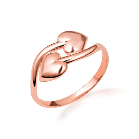 10k Rose Gold Double Heart Love Band Ring (Size 8.25)
