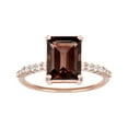 thumbnail image 1 of 10k Rose Gold Emerald-Cut Smoky Quartz and White Topaz Ring, 1 of 5
