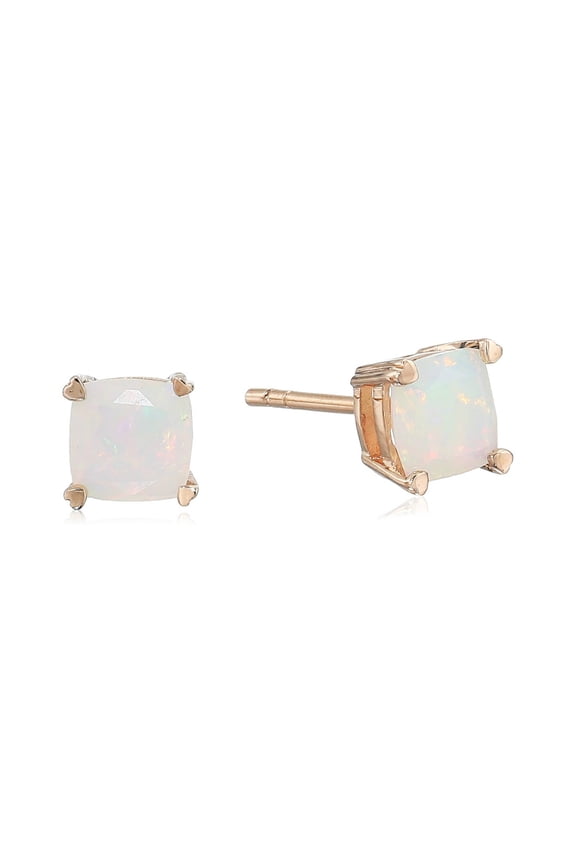 10k Rose Gold Ethiopian Opal Cushion Stud Earrings