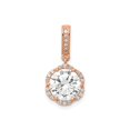 thumbnail image 1 of 10k Rose Gold Halo Pendant Necklace with Round Center CZ Stone and White Accents, Elegant Statement Jewelry for Women, Classic Formal Fashion Accessory, 1 of 5