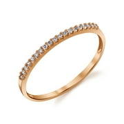 TESORI & CO 10k Rose Gold Lightweight Dainty CZ Wedding Stackable Band