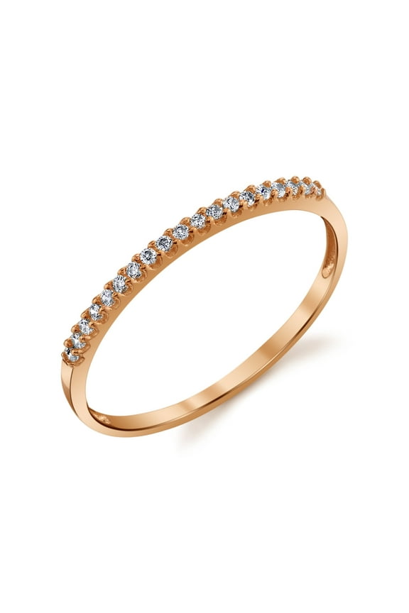 10k Rose Gold Lightweight Dainty CZ Wedding Stackable Band