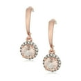 thumbnail image 1 of 10k Rose Gold Morganite Halo Stud Dangle Earrings, 1 of 1