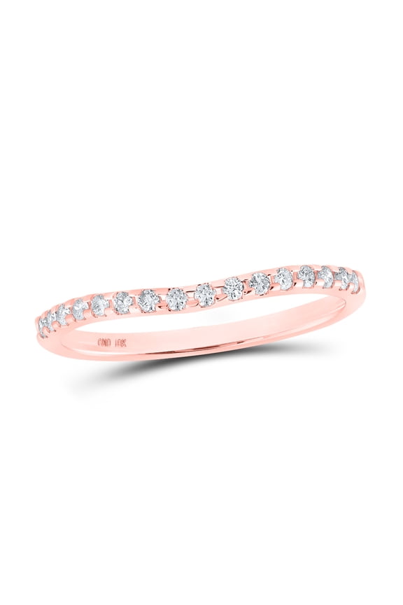 10k Rose Gold Natural Diamond Machine Set Anniversary Band Ring 1/6 Cttw