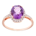 thumbnail image 1 of 10k Rose Gold Oval Amethyst and Diamond Halo Ring, 1 of 2