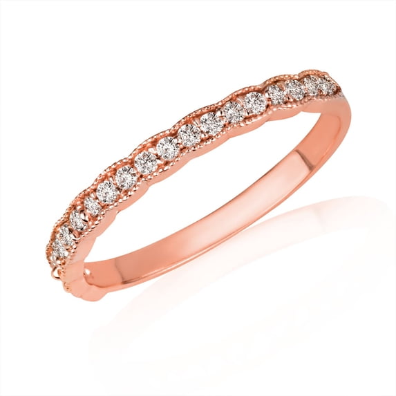 10k Rose Gold Pave Set Diamond Band Ring (Size 6)