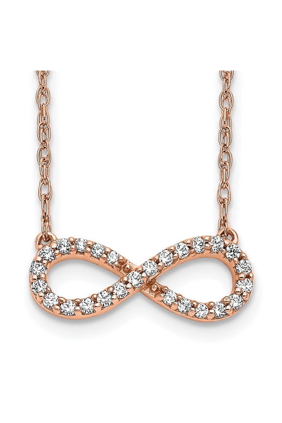 10k Rose Gold Polished Diamond Infinity Symbol 18 inch Necklace