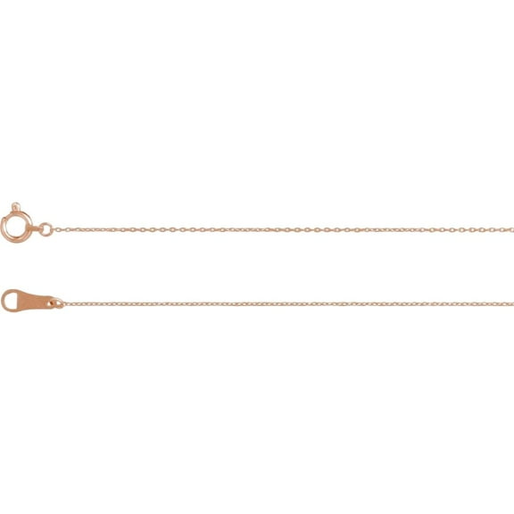 10k Rose Gold Solid Cable 18 Inch Chain With Spring-Ring Chain Necklace for Women and Men - .9 Grams
