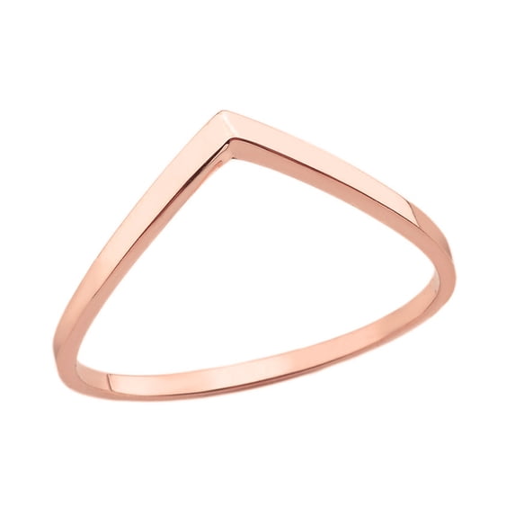 10k Rose Gold Stackable V-Shape Chevron Ring (Size 5)