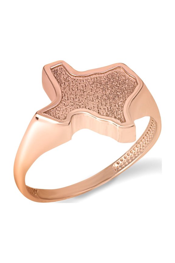 10k Rose Gold Texas State Map Textured Ring (Size 6.5)
