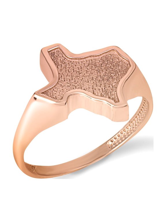 10k Rose Gold Texas State Map Textured Ring (Size 6.5)