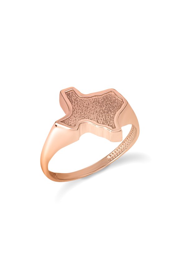 10k Rose Gold Texas State Map Textured Ring (Size 7.75)