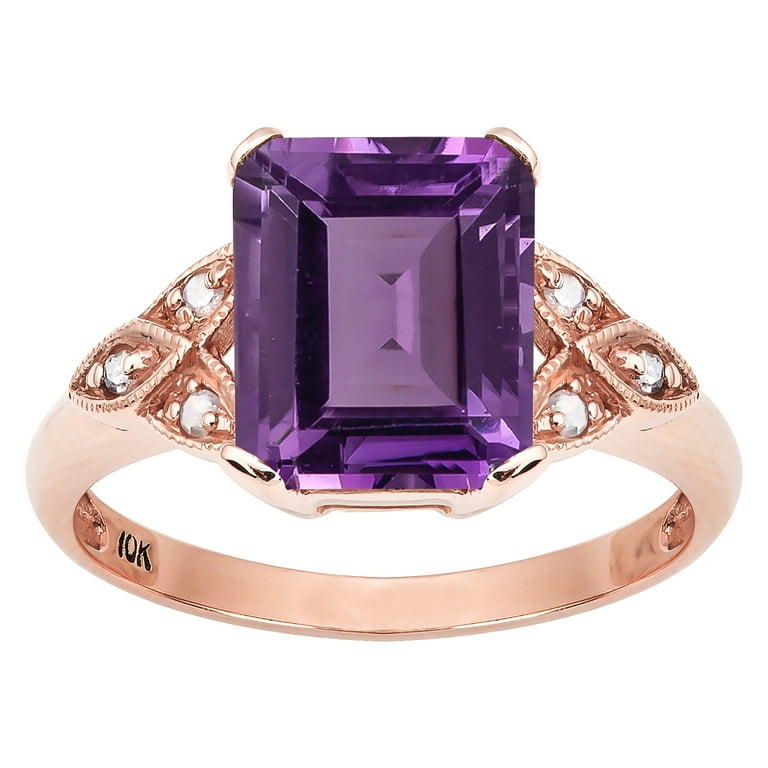 Vintage emerald store cut amethyst ring