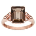 thumbnail image 1 of 10k Rose Gold Vintage Style Genuine Emerald-cut Smoky Quartz and Diamond Ring, 1 of 5