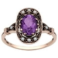 thumbnail image 1 of 10k Rose Gold Vintage Style Genuine Oval Amethyst and Cultured-Pearl Ring, 1 of 5