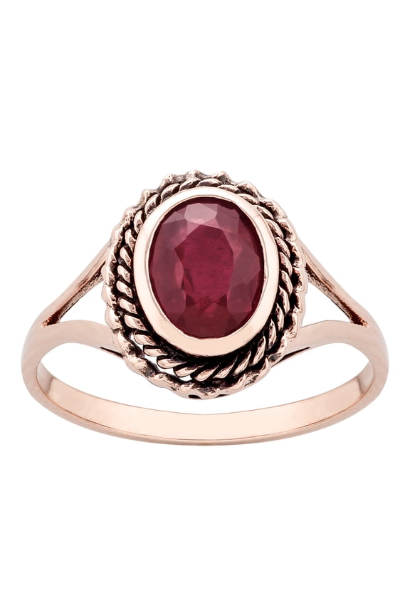 10k Rose Gold Vintage Style Genuine Oval Ruby Split Shank Ring