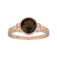 thumbnail image 1 of 10k Rose Gold Vintage Style Genuine Round Smoky Quartz and Diamond Ring, 1 of 5