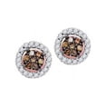 thumbnail image 1 of 10k Rose Gold Womens Cognac-brown Colored Diamond Flower Cluster Screwback Stud Earrings 1/4 Cttw = .25 Cttw (I3 Clarity, round cut), 1 of 1
