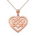 thumbnail image 1 of 10k Rose Solid Gold Celtic Knot Woven Heart Pendant / Necklace (20 Inches), 1 of 5