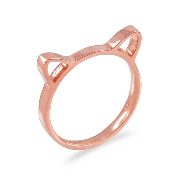 10k Rose Gold Kitten Silhouette Ladies Stackable Ring Band (Size 4.5)