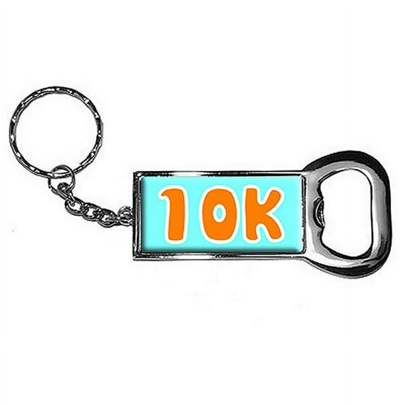 10k Running Blue Keychain Key Chain Ring Bottle Bottlecap Opener