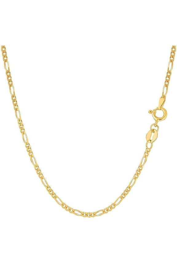 10k SOLID Yellow Gold 1.9mm Diamond-Cut Alternate Classic Mens Figaro Chain Necklace Or Bracelet/Foot Anklet for Pendants and Charms with Spring-Ring Clasp (7", 16" , 18",or 20 inch)