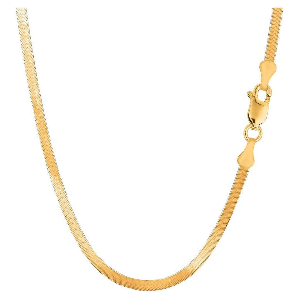 10k SOLID Yellow Gold 2.8mm Herringbone Chain Necklace or Bracelet for Pendants and Charms with Lobster-Claw Clasp (7", 16", 18", 20 inch)