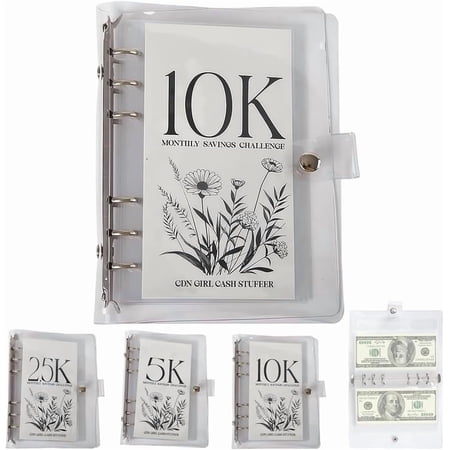 10k Savings Challenge Book, Fun & Motivating Savings Tracker with Loose-Leaf Pages, Colorful Envelopes Make Saving $2500, $5000 or $10000 Easy and Engaging