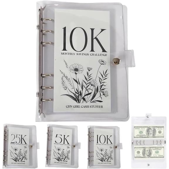 10k Savings Challenges Book,Money Saving Binder with Envelopes, Easy and Funny Way to Save 2.5k/5k/10k Dollars, Loose Leaf Savings Book