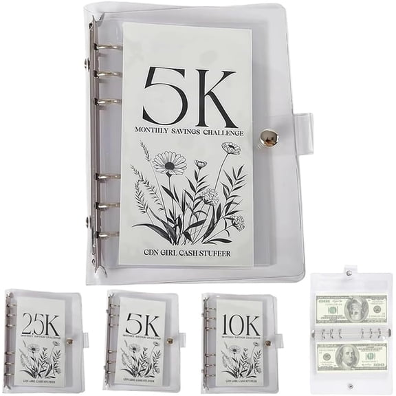 10k Savings Challenges Book,Money Saving Binder with Envelopes, Easy and Funny Way to Save 2.5k/5k/10k Dollars, Loose Leaf Savings Book