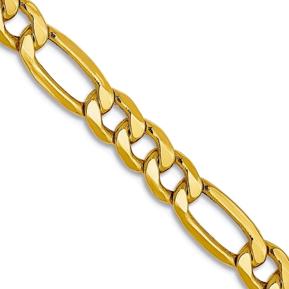 10k Yellow Gold Semi Solid Lobster Claw Closure 4.75mm Semi-solid Figaro Chain Necklace 18 Inch Chain Necklace for Women