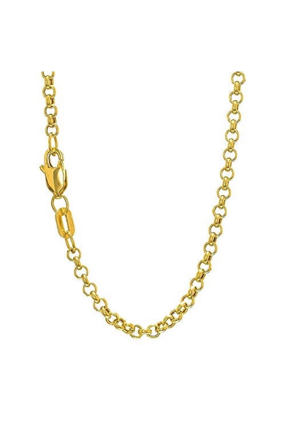 JewelStop 10k Semi-Solid Yellow Gold 2.3 mm Rolo Chain Necklace 20" w/Lobster Claw Clasp