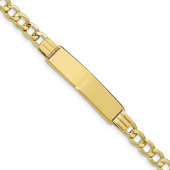 10k Semi-solid Curb Link ID Bracelet in 10k Yellow Gold