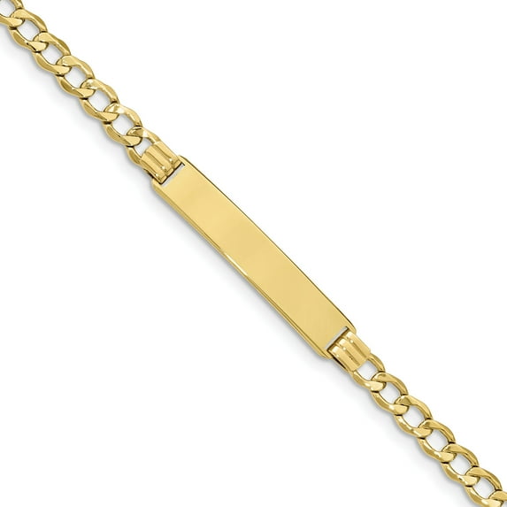 10k Semi-solid Curb Link ID Bracelet in 10k Yellow Gold
