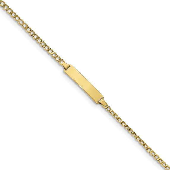 10k Semi-solid Curb Link ID Bracelet in 10k Yellow Gold