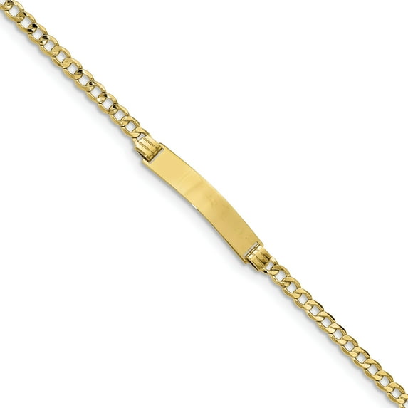 10k Semi-solid Curb Link ID Bracelet in 10k Yellow Gold