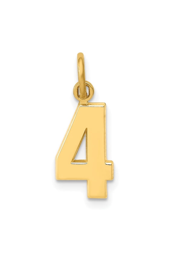 10k Small Polished Number 4 Charm