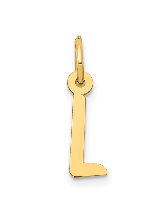 10k Small Slanted Block Initial L Charm