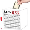 thumbnail image 1 of 10k Smash Box for Money,Unbreakable Piggy Bank for Adults Save 10000 Money Saving Challenge Box,Clear Acrylic Saver Box, 1 of 6